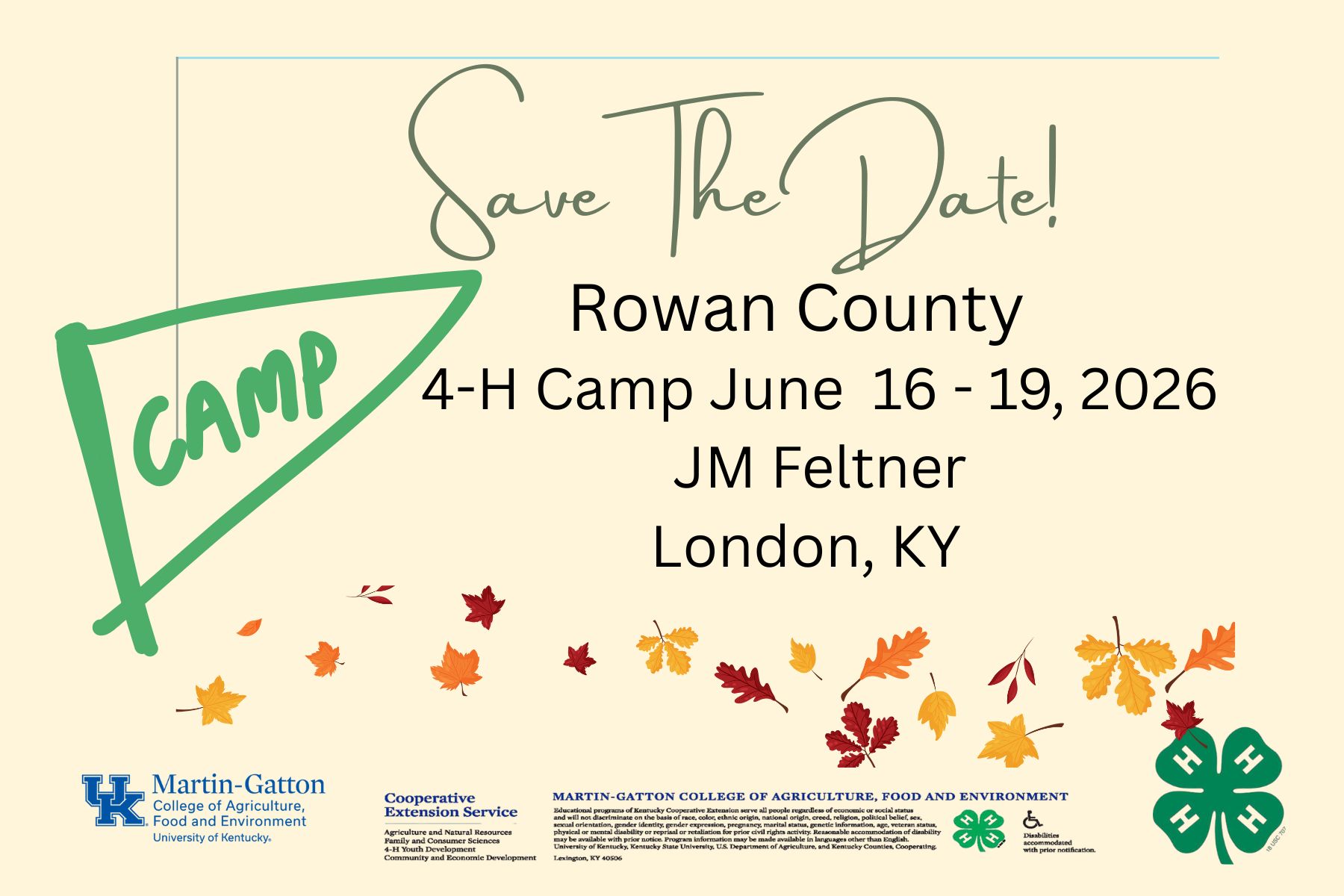 4-H Camp - Save the Date